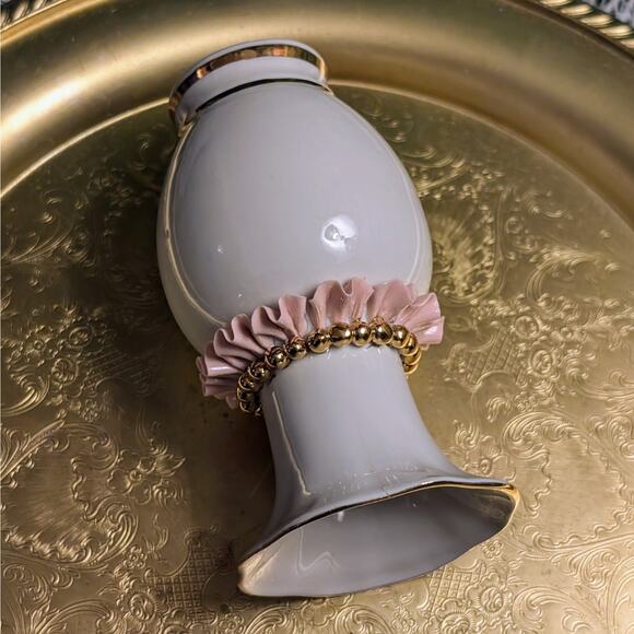 RARE Fenix Kislovodsk Vintage Handmade Russian Porcelain Vase w/ 24K Gold Beads - Picture 7 of 10